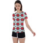 Retro 1880s Flowers Pattern 13 Back Circle Cutout Sports T-Shirt