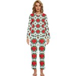 Retro 1880s Flowers Pattern 13 Womens  Long Sleeve Lightweight Pajamas Set