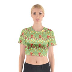 Retro 1880s Flowers Pattern 17 Cotton Crop Top from ArtsNow.com