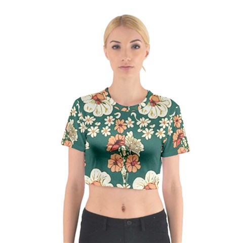 Retro 1880s Flowers Pattern 20 Cotton Crop Top from ArtsNow.com