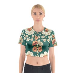 Retro 1880s Flowers Pattern 20 Cotton Crop Top from ArtsNow.com