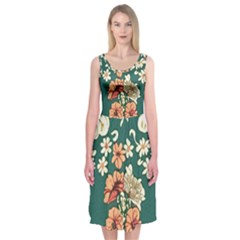 Retro 1880s Flowers Pattern 20 Midi Sleeveless Dress from ArtsNow.com