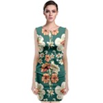 Retro 1880s Flowers Pattern 20 Classic Sleeveless Midi Dress