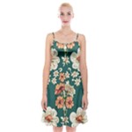 Retro 1880s Flowers Pattern 20 Spaghetti Strap Velvet Dress