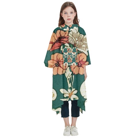 Retro 1880s Flowers Pattern 20 Kids  Hooded Rain Ponchos from ArtsNow.com