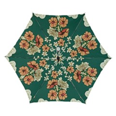 Retro 1880s Flowers Pattern 20 Automatic Folding Umbrella with Case (Small) from ArtsNow.com