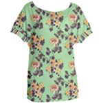 Retro 1880s Flowers Pattern 24 Women s Oversized T-Shirt