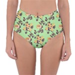 Retro 1880s Flowers Pattern 24 Reversible High-Waist Bikini Bottoms