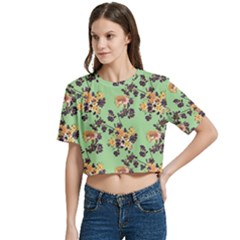 Women s Round Neck Short Sleeve Crop Top 