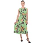 Retro 1880s Flowers Pattern 24 Midi Tie-Back Chiffon Dress