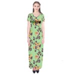 Retro 1880s Flowers Pattern 24 Short Sleeve Maxi Dress