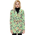 Retro 1880s Flowers Pattern 24 Button Up Hooded Coat 