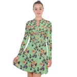 Retro 1880s Flowers Pattern 24 Long Sleeve Panel Dress