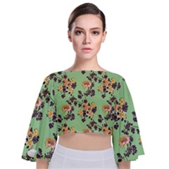 Tie Back Butterfly Sleeve Chiffon Top 