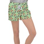 Retro 1880s Flowers Pattern 24 Women s Velour Lounge Shorts