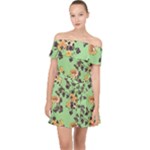 Retro 1880s Flowers Pattern 24 Off Shoulder Chiffon Dress