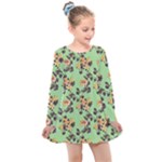 Retro 1880s Flowers Pattern 24 Kids  Long Sleeve Dress