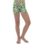 Retro 1880s Flowers Pattern 24 Kids  Lightweight Velour Yoga Shorts