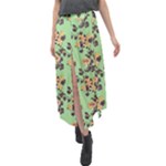 Retro 1880s Flowers Pattern 24 Velour Split Maxi Skirt