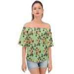 Retro 1880s Flowers Pattern 24 Off Shoulder Short Sleeve Top