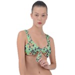 Retro 1880s Flowers Pattern 24 Front Tie Bikini Top