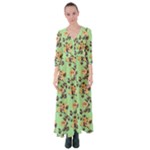 Retro 1880s Flowers Pattern 24 Button Up Maxi Dress