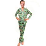 Retro 1880s Flowers Pattern 24 Kids  Satin Long Sleeve Pajamas Set