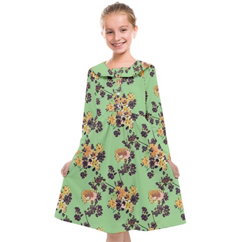 Retro 1880s Flowers Pattern 24 Kids  Midi Sailor Dress from ArtsNow.com