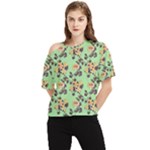 Retro 1880s Flowers Pattern 24 One Shoulder Cut Out T-Shirt