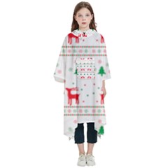 Red Green And Blue Christmas Themed Illustration Kids  Hooded Rain Ponchos from ArtsNow.com