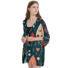 Open Front 3/4 Sleeve Batwing Chiffon Cardigan Kimono 