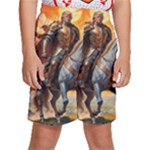 Heroic Trump Warrior in Golden Armor Kids  Basketball Shorts