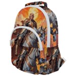 Heroic Trump Warrior in Golden Armor Rounded Multi Pocket Backpack