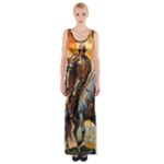 Heroic Trump Warrior in Golden Armor Thigh Split Maxi Dress