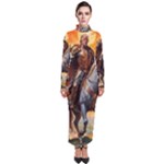 Heroic Trump Warrior in Golden Armor Turtleneck Maxi Dress