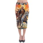 Heroic Trump Warrior in Golden Armor Midi Pencil Skirt