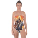 Heroic Trump Warrior in Golden Armor Tie Back One Piece Swimsuit