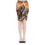 Heroic Trump Warrior in Golden Armor Midi Wrap Pencil Skirt