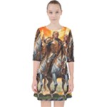 Heroic Trump Warrior in Golden Armor Quarter Sleeve Pocket Dress