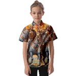 Heroic Trump Warrior in Golden Armor Kids  Short Sleeve Shirt