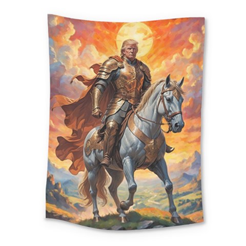 Heroic Trump Warrior in Golden Armor Medium Tapestry from ArtsNow.com