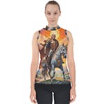 Heroic Trump Warrior in Golden Armor Mock Neck Shell Top