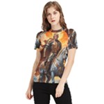 Heroic Trump Warrior in Golden Armor Women s Short Sleeve Rash Guard