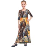 Heroic Trump Warrior in Golden Armor Kids  Quarter Sleeve Maxi Dress