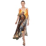 Heroic Trump Warrior in Golden Armor Maxi Chiffon Cover Up Dress