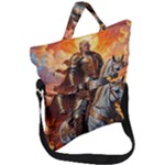 Heroic Trump Warrior in Golden Armor Fold Over Handle Tote Bag