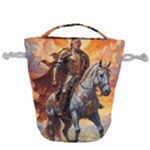 Heroic Trump Warrior in Golden Armor Drawstring Bucket Bag