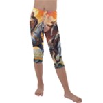 Heroic Trump Warrior in Golden Armor Kids  Lightweight Velour Capri Leggings 