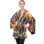 Heroic Trump Warrior in Golden Armor Long Sleeve Velvet Kimono 