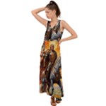 Heroic Trump Warrior in Golden Armor V-Neck Chiffon Maxi Dress